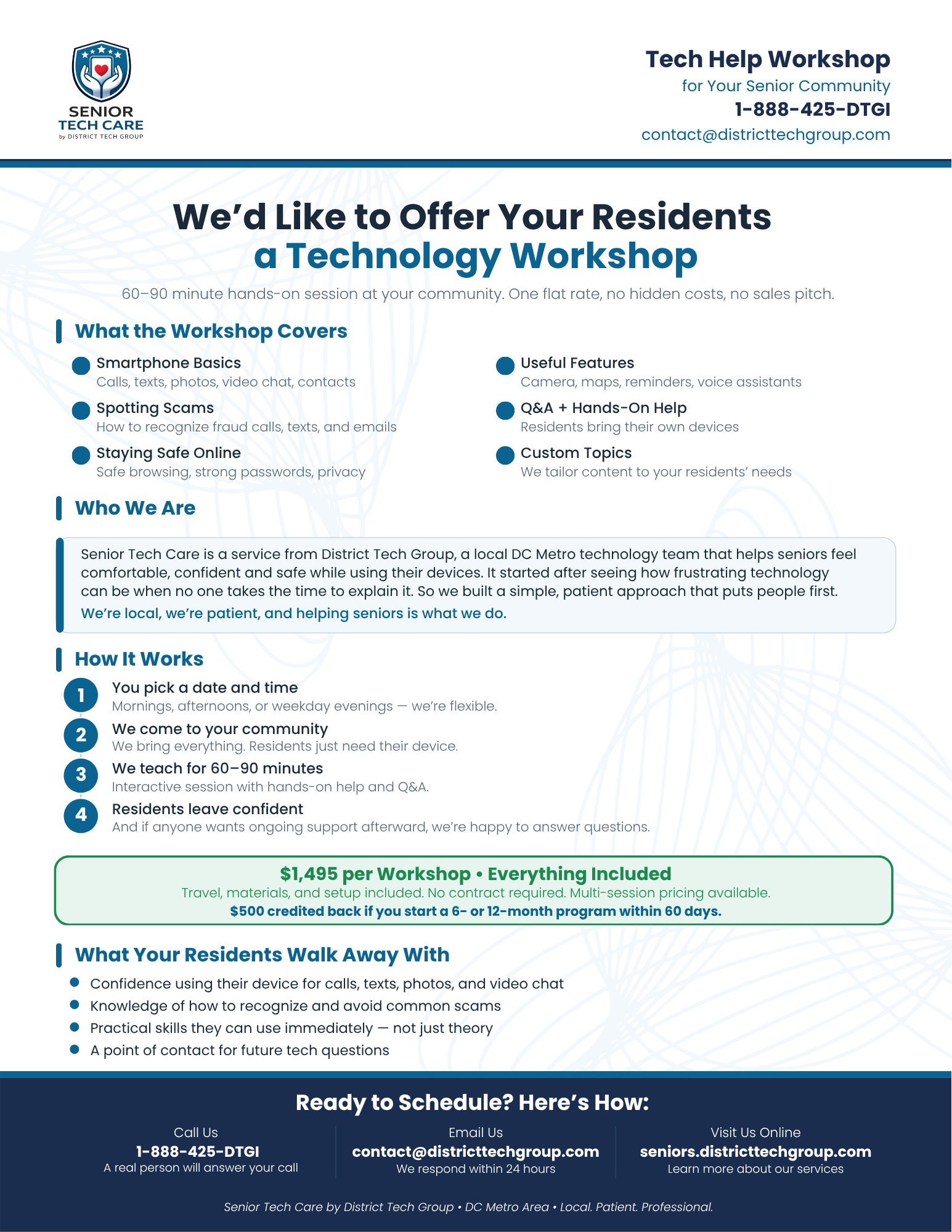 Senior Tech Care Workshop Flyer