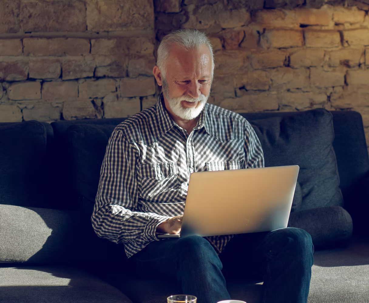 Seniors using technology together